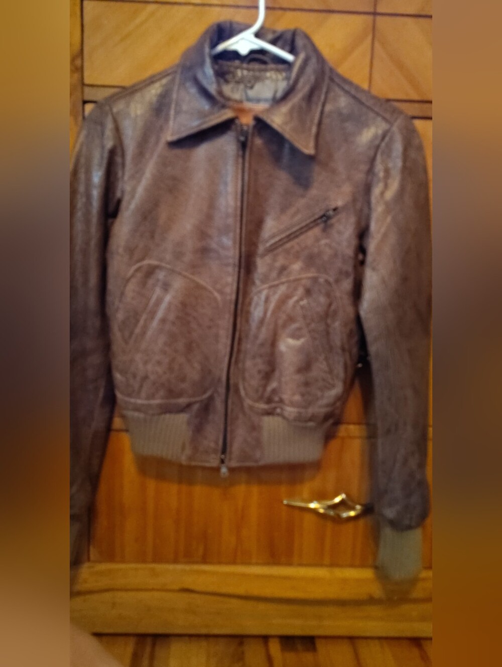 Comstock & Co Vintage Women's Brown Leather Zip-Front Bomber Jacket Size 2